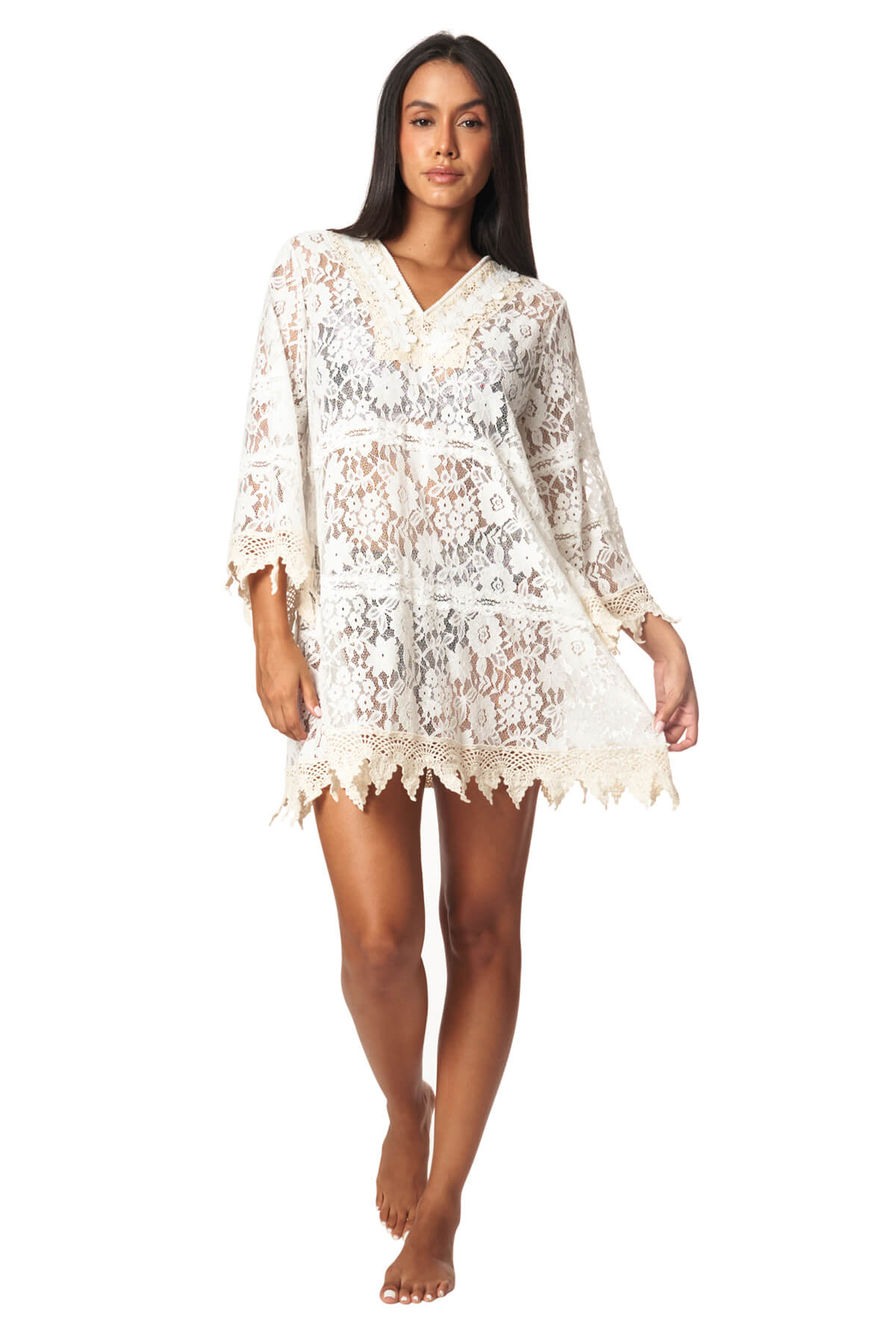 Ramy Lace V-neck Mini Cover Up Dress