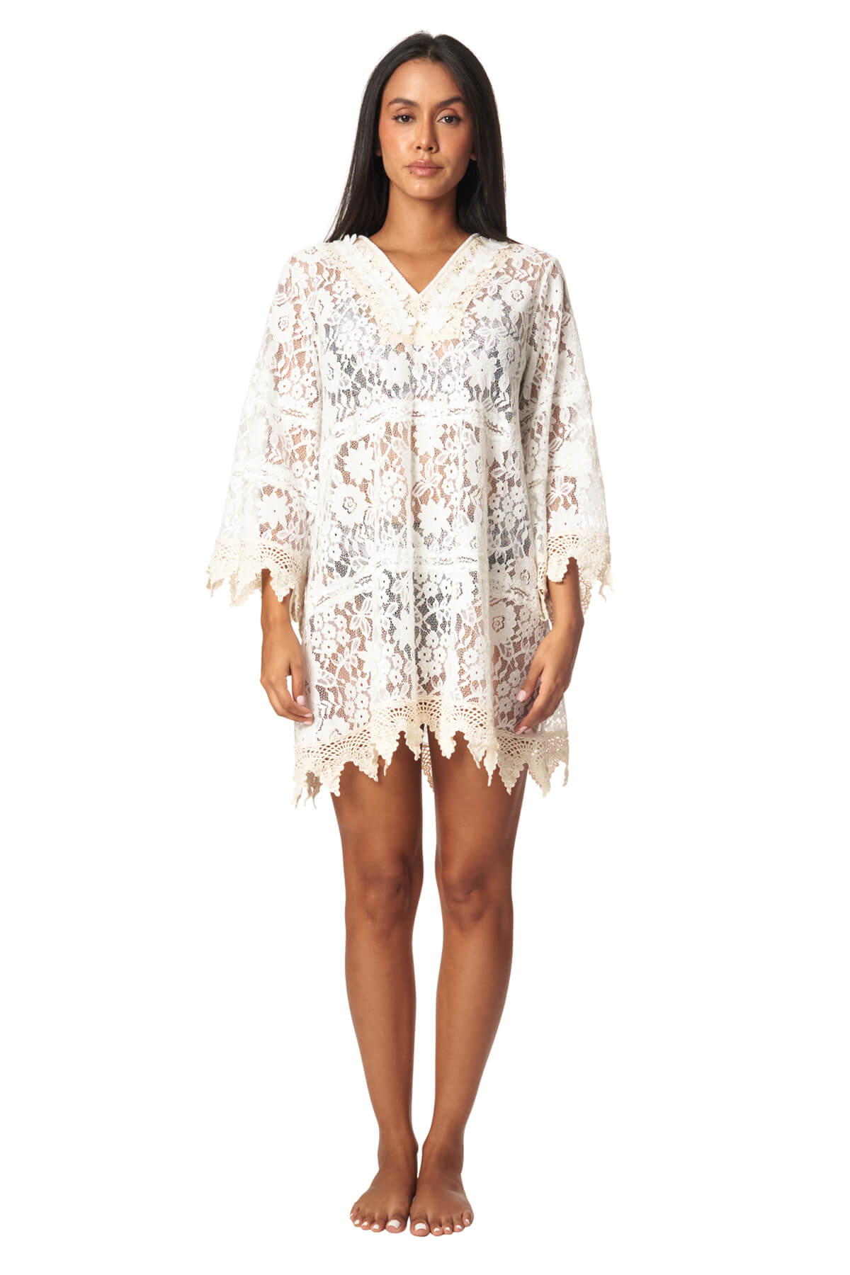 Ramy Lace V-neck Mini Cover Up Dress