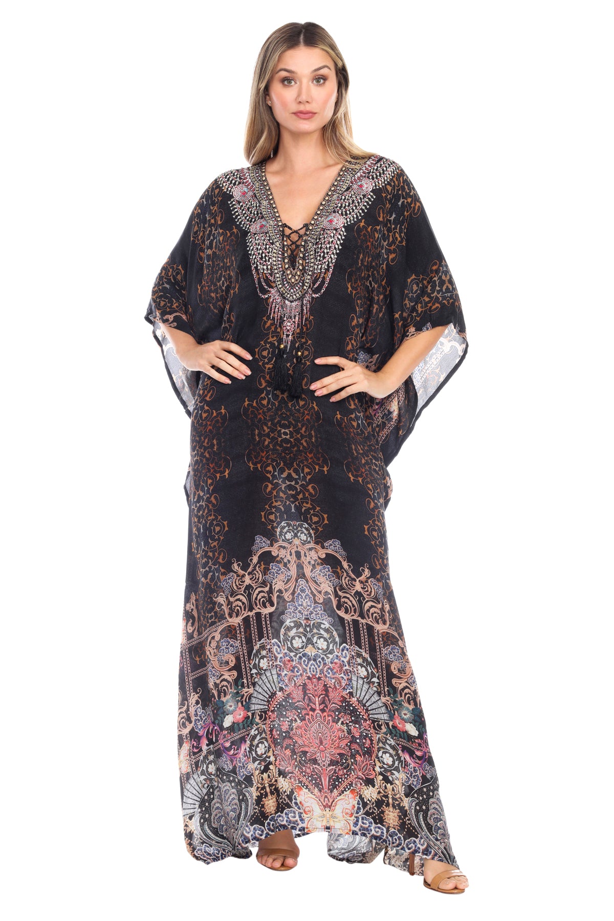 Fiona Long Lace Up Kaftan