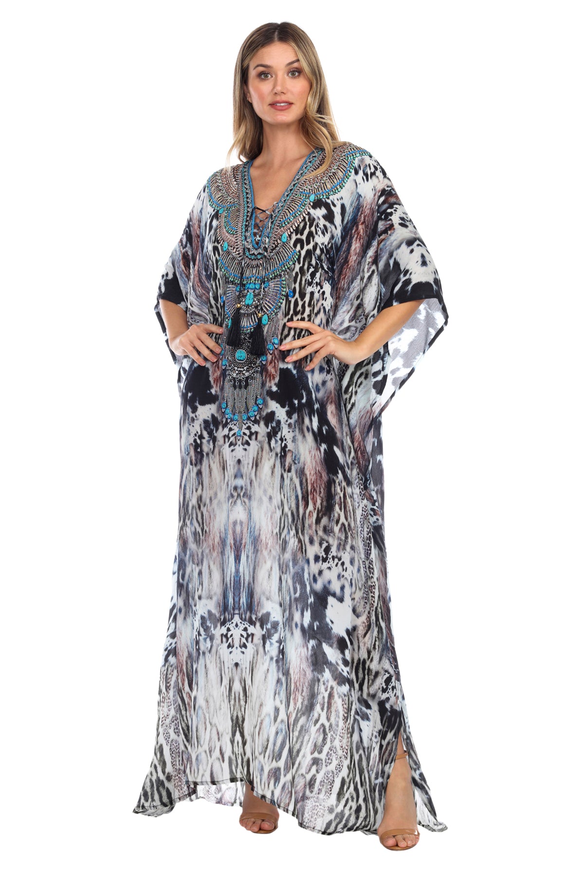 Noel Long Lace Up Kaftan