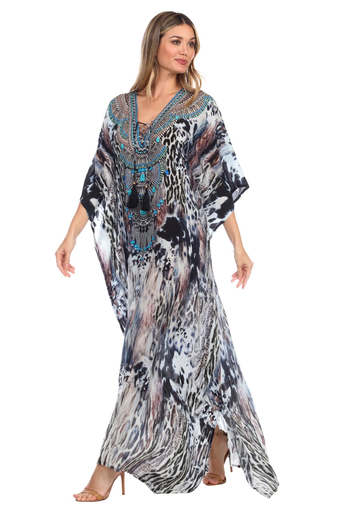 Noel Long Lace Up Kaftan