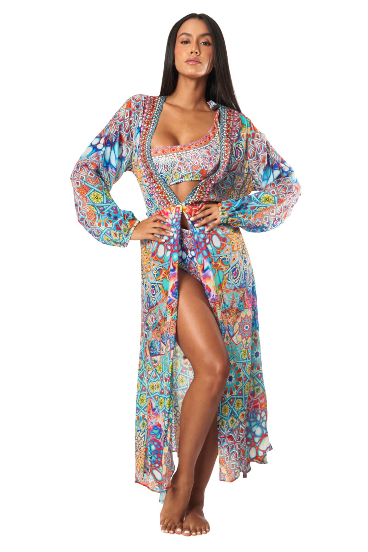 Savetta Wrap 2 Way Sleeve Maxi Dress