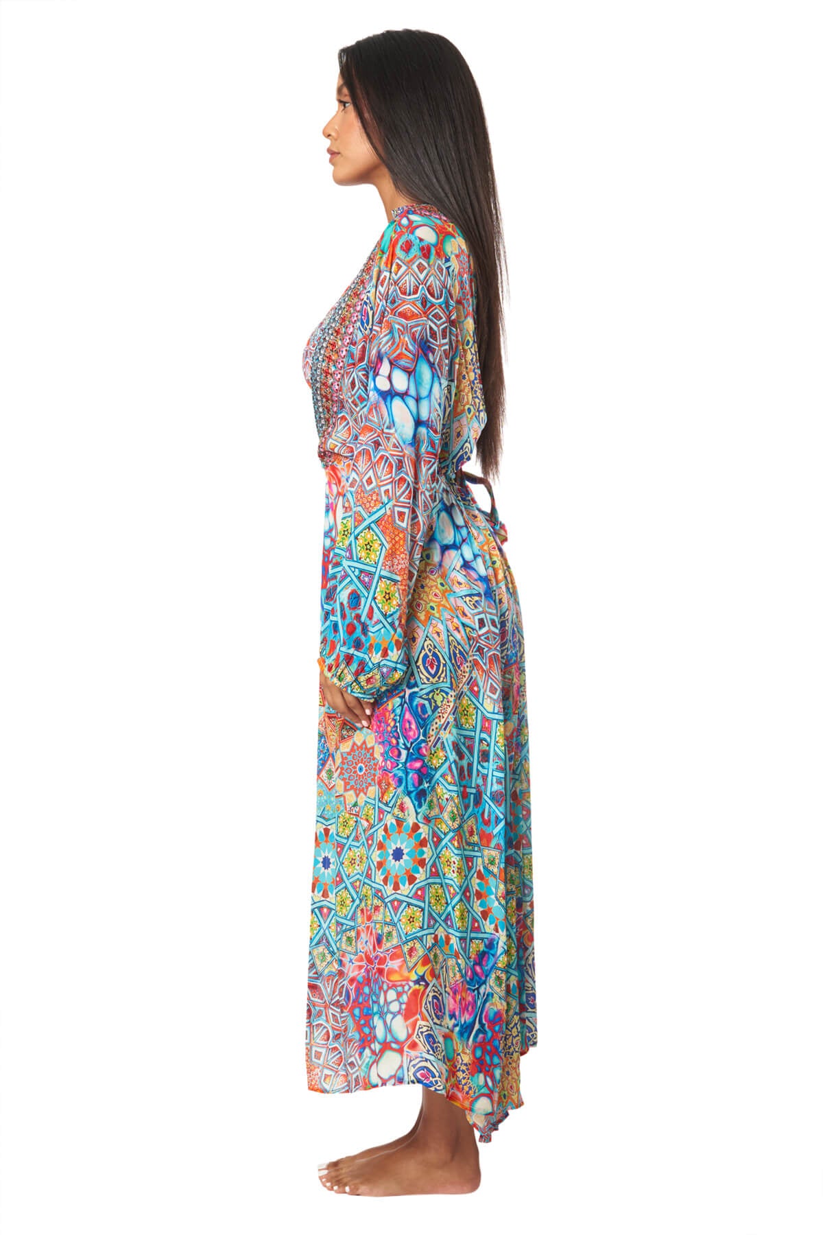 Savetta Wrap 2 Way Sleeve Maxi Dress