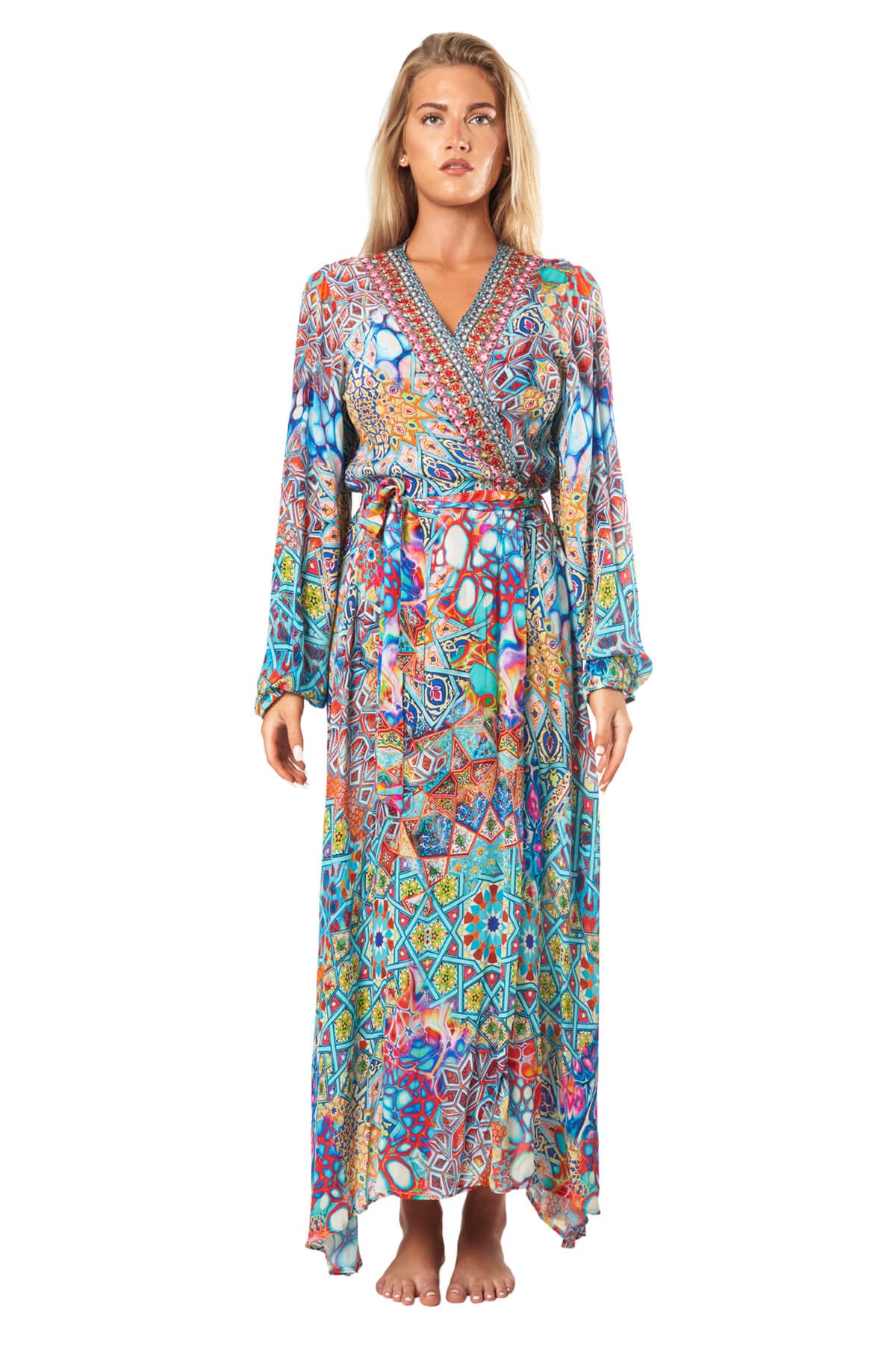 Savetta Wrap 2 Way Sleeve Maxi Dress