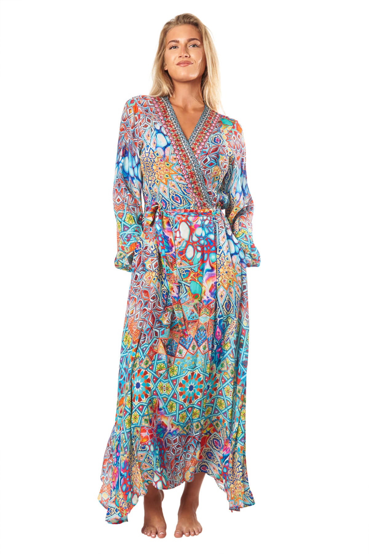 Savetta Wrap 2 Way Sleeve Maxi Dress