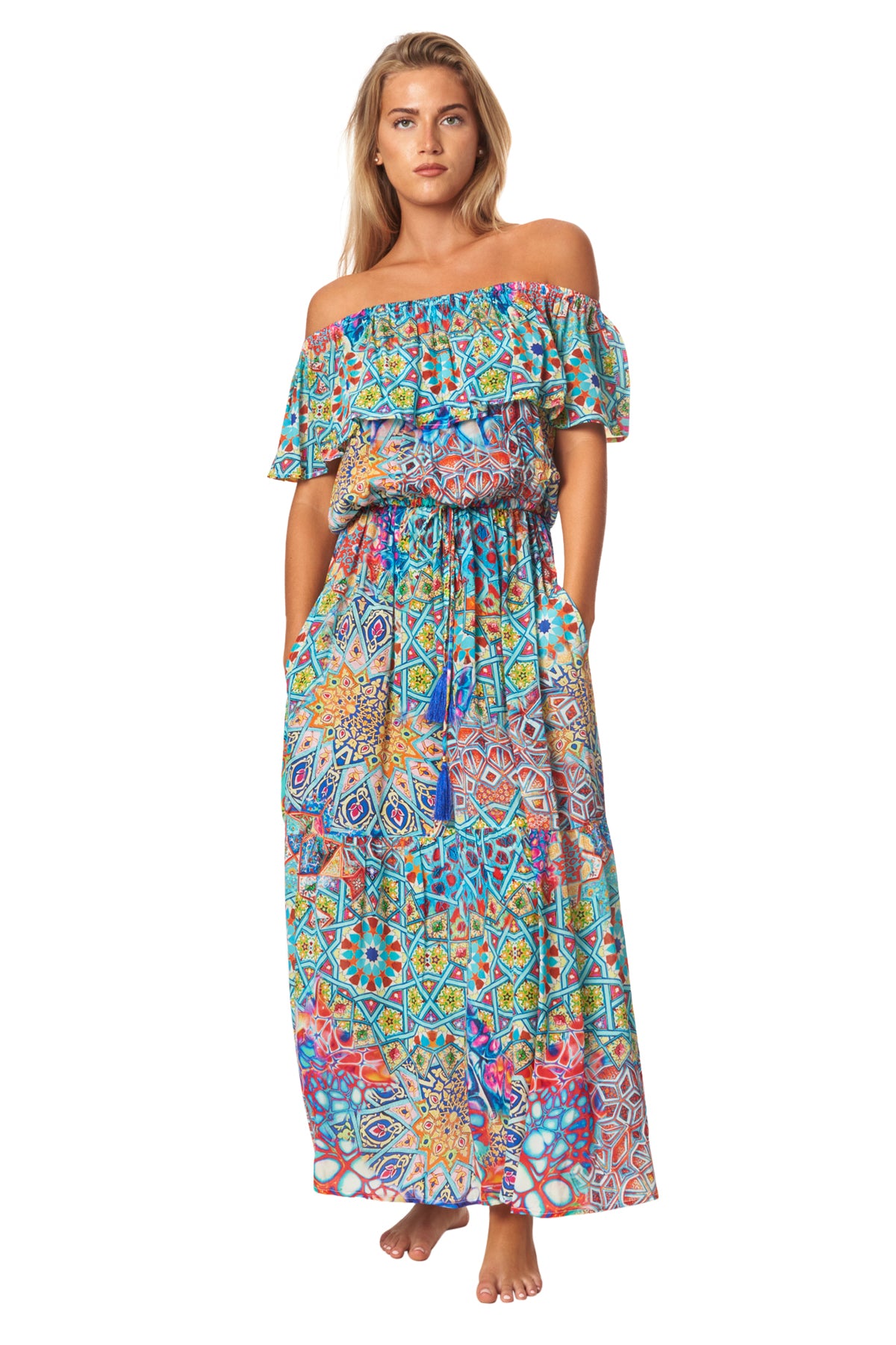 Stela Off-Shoulder Raffle Dress