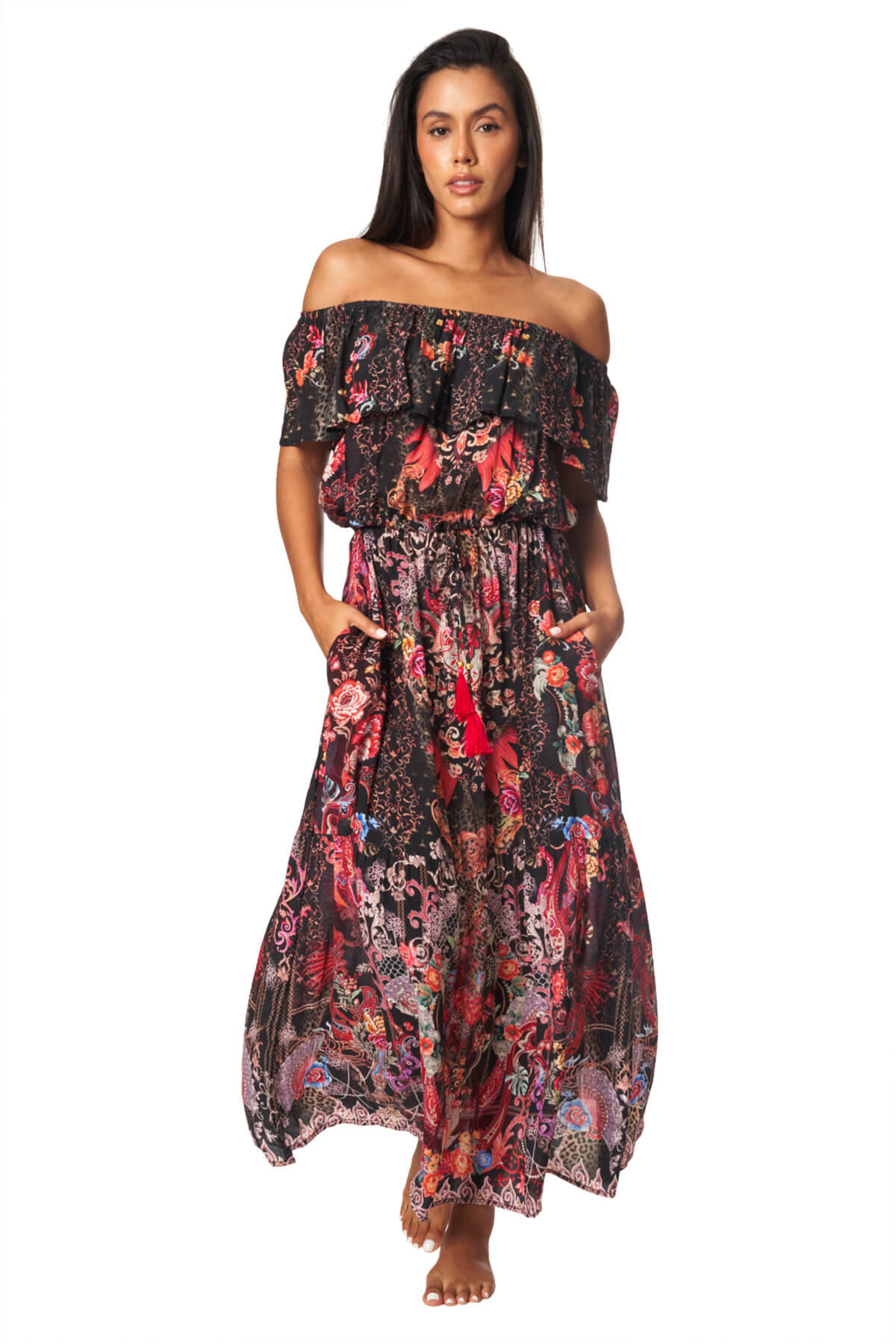Hazel Off-Shoulder Raffle Dress