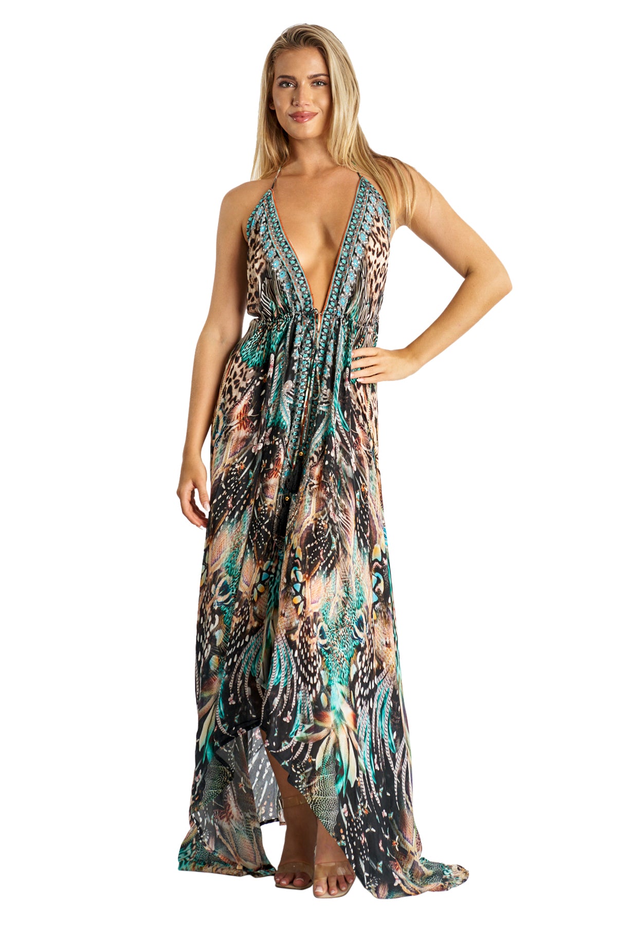 Voile Halter Maxi Dress