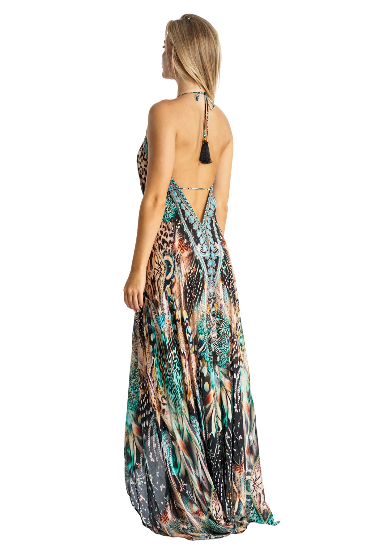 Voile Halter Maxi Dress