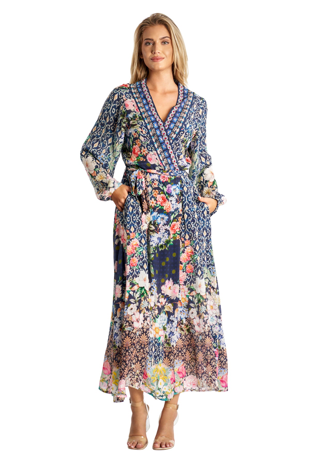 Rosalind Wrap 2 Way Sleeve Maxi Dress