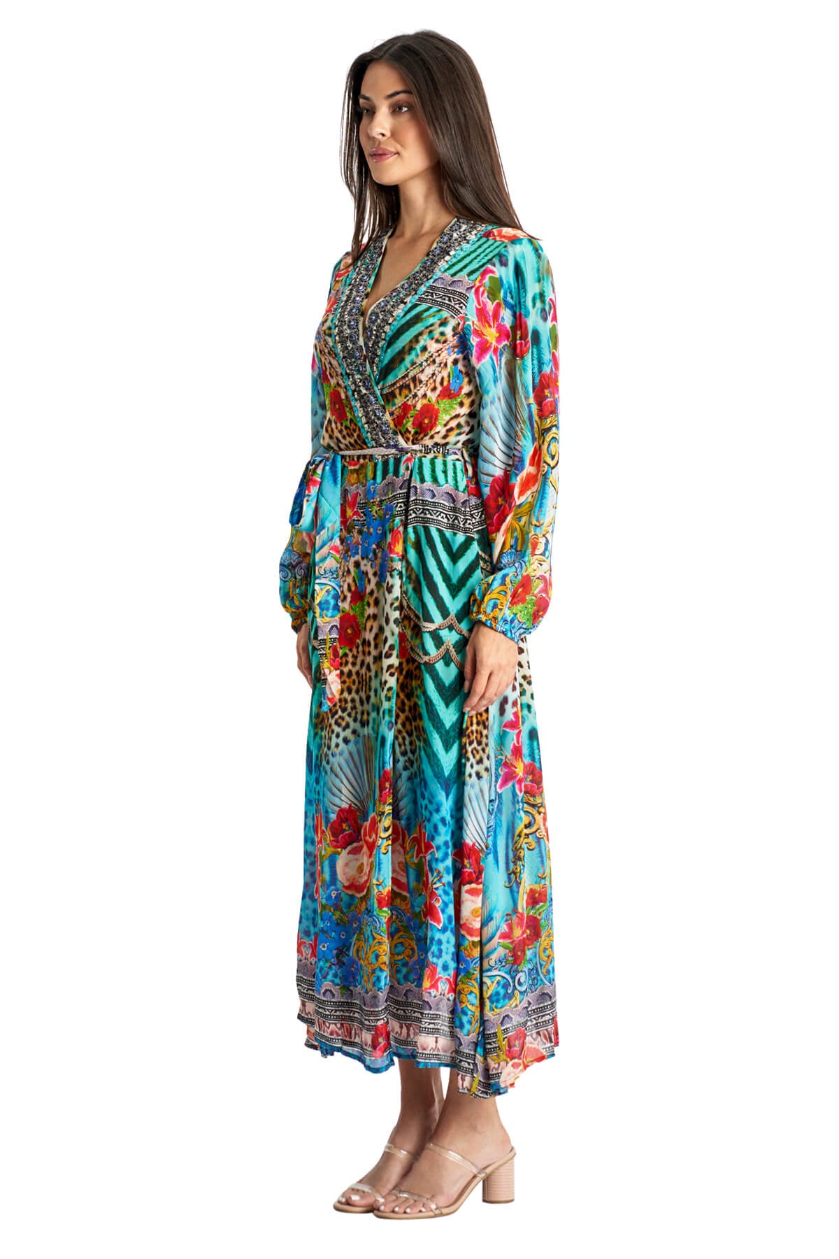 Nelly Wrap 2 Way Sleeve Maxi Dress