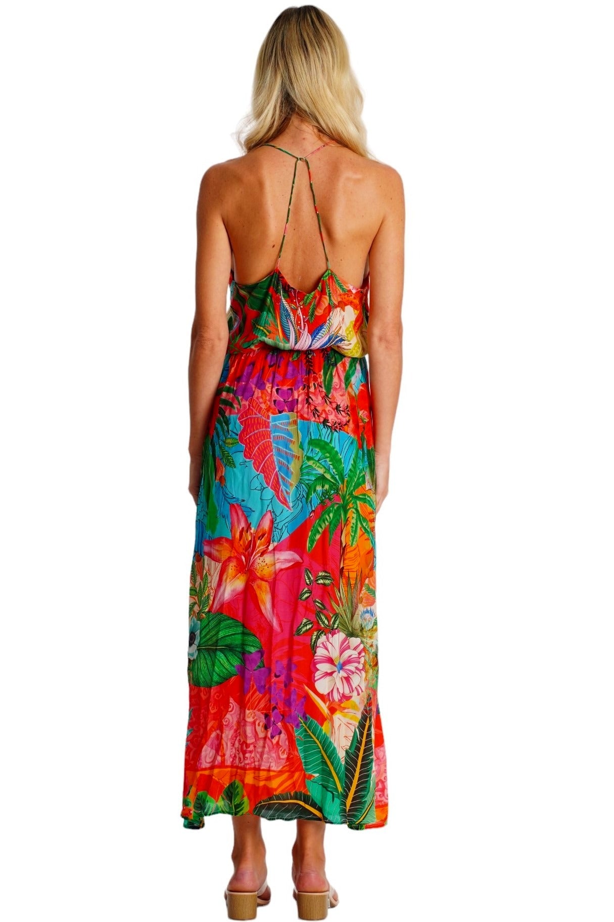 Aurelle Halter Maxi Tiered Dress