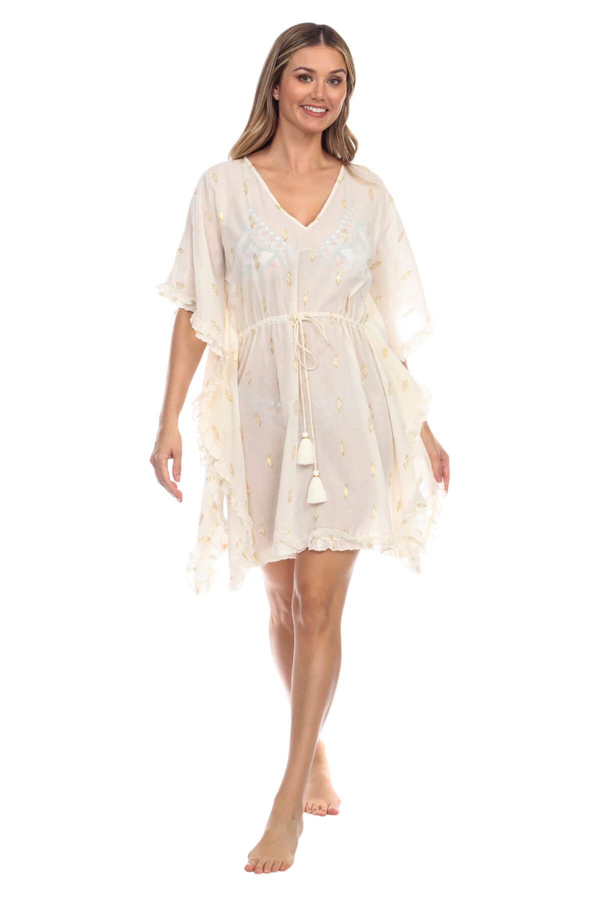 Caitlyn Cinch-Waist Caftan Coverup