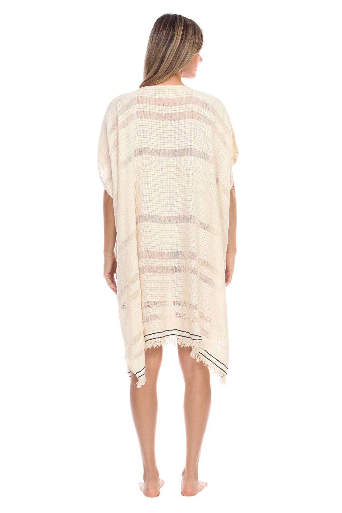 Annalyn Striped Lace Up Caftan Coverup