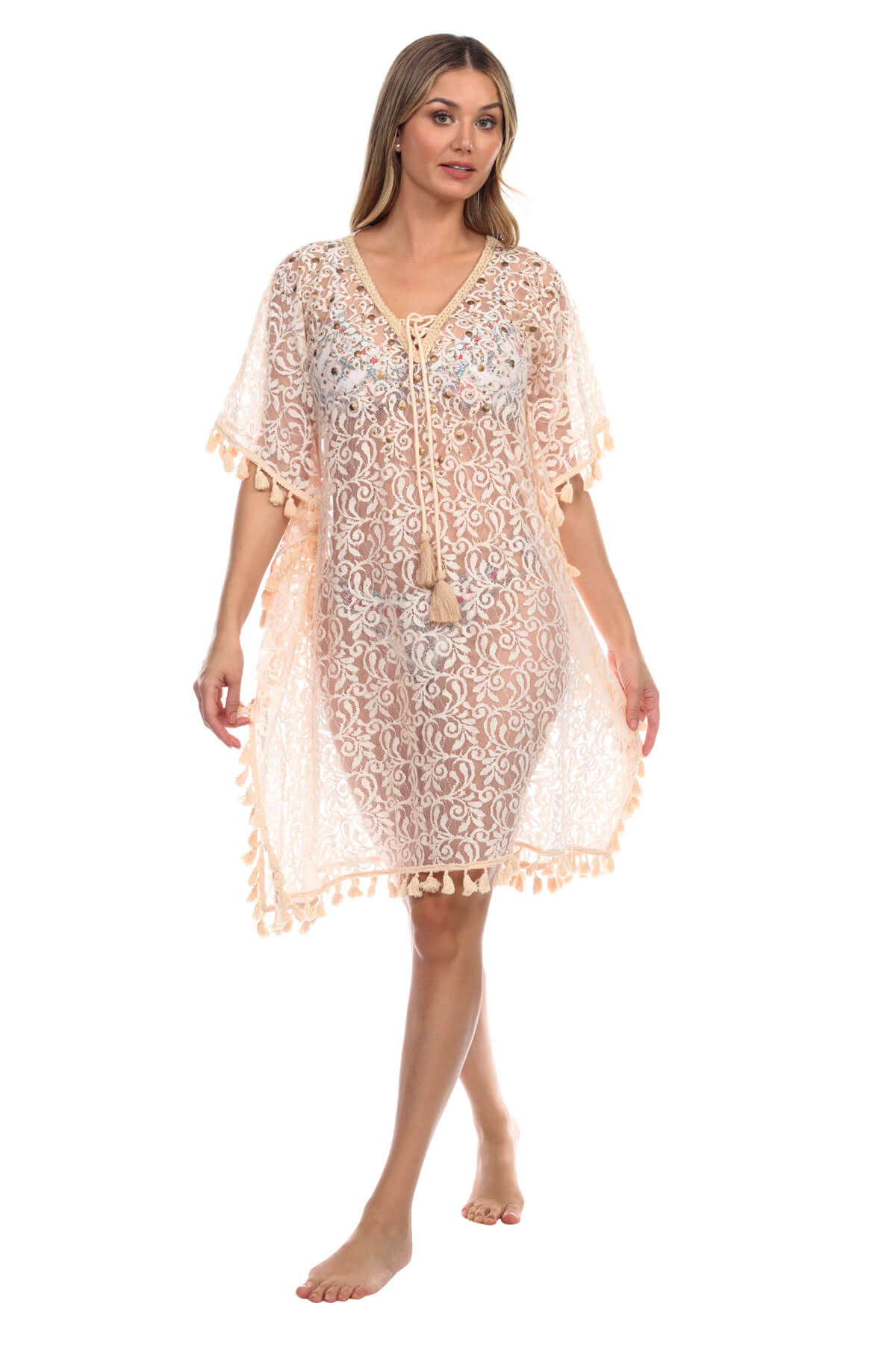 Sasha Lace Mini Kaftan Dress
