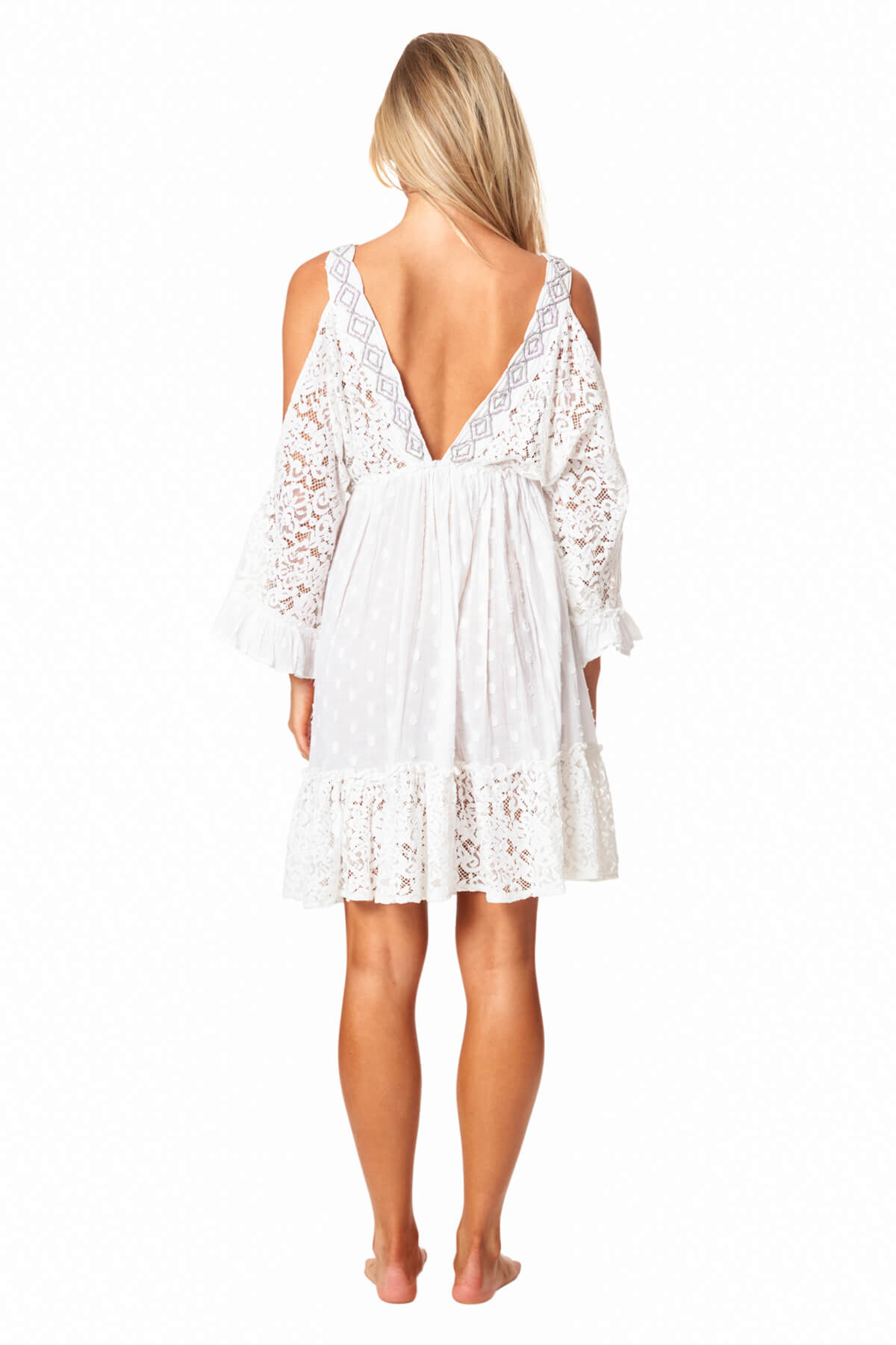 Lisa Open Shoulder Lace Mini Dress