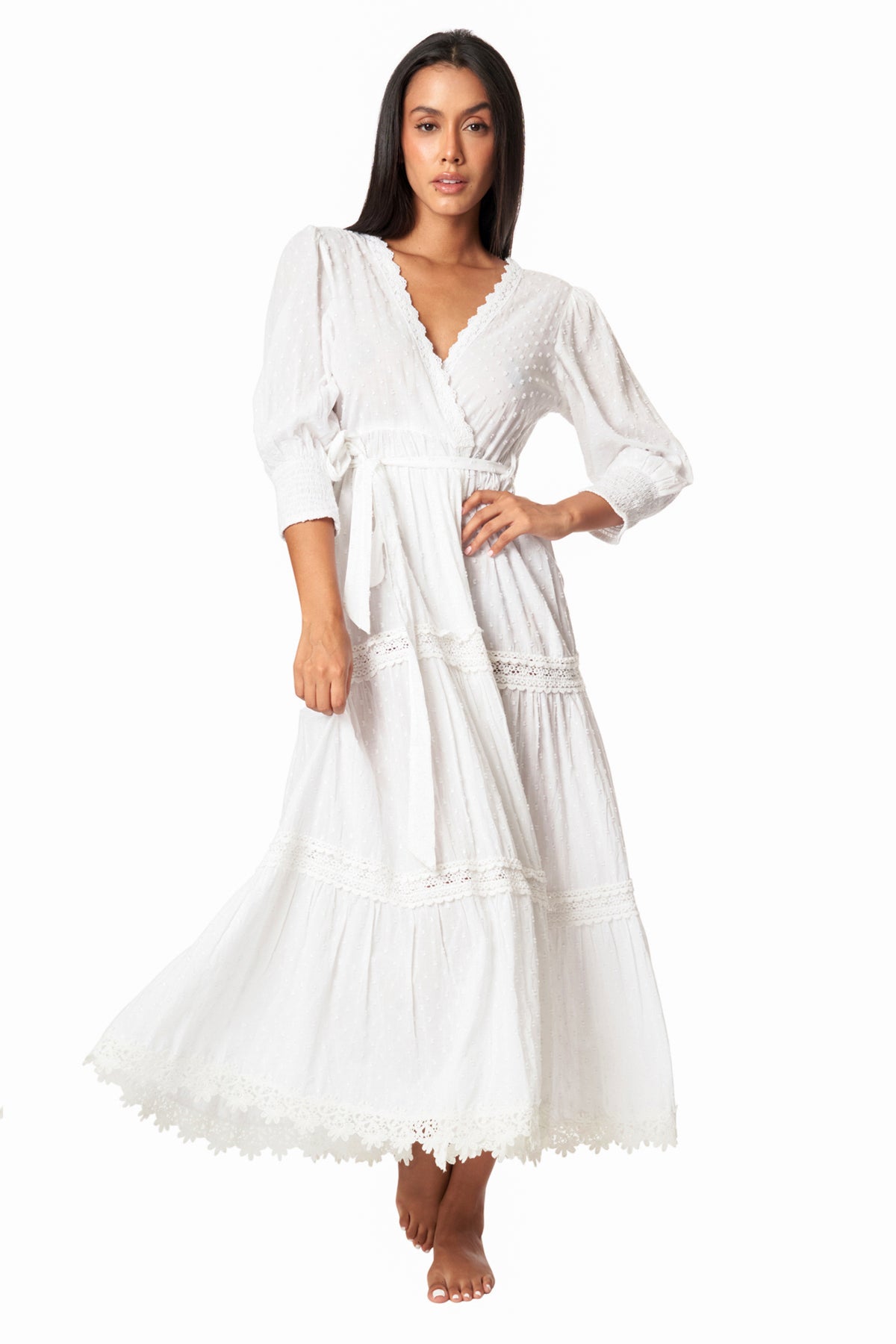 Zoe White Wrap Maxi Dress