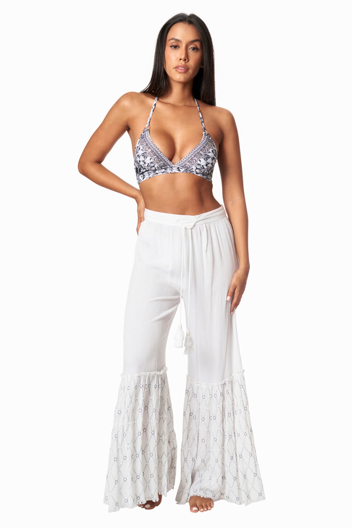 Dawn Flared Embroidered Leg Cover Up Pants