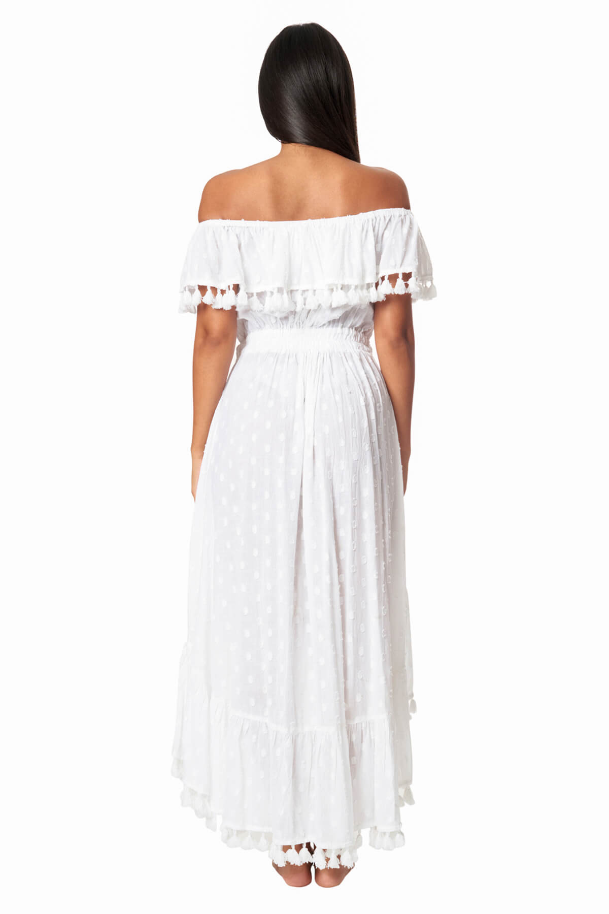 Iskra Off Shoulder Ruffled High Low Dress