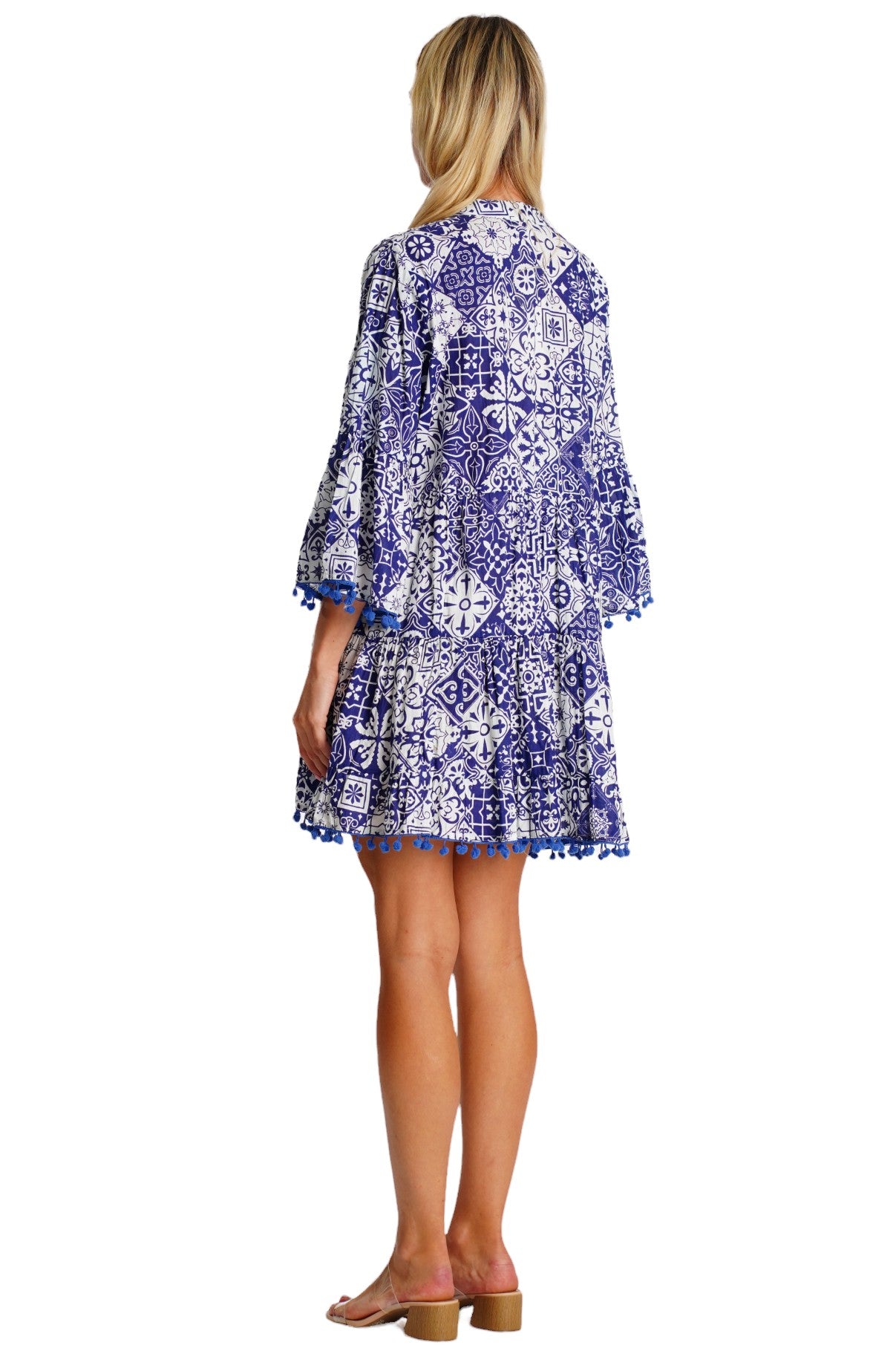 Elwood Flowy Short Blue Tassel Dress