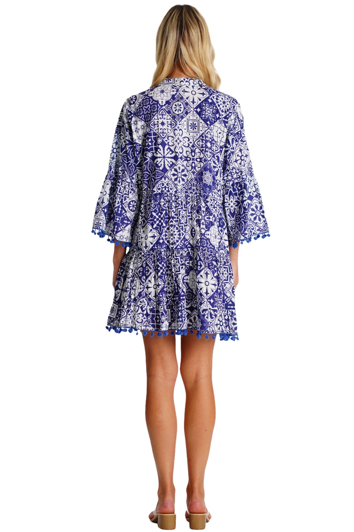 Elwood Flowy Short Blue Tassel Dress