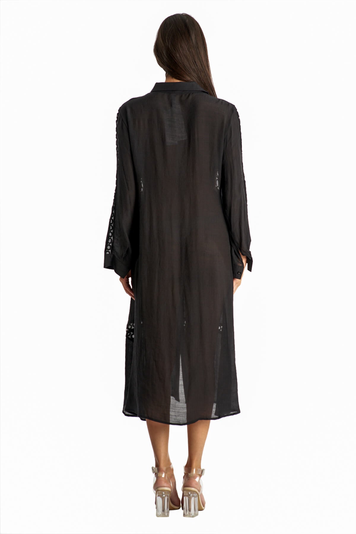 Leena Lace Trim Open Front Longline Cover Up
