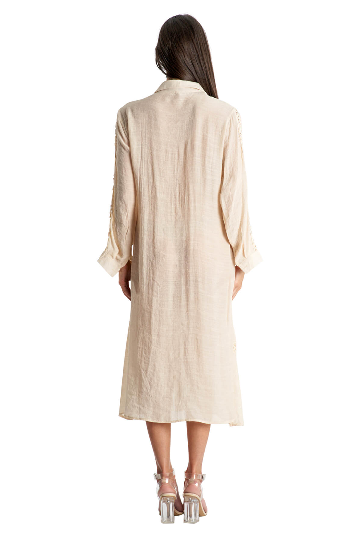 Leena Lace Trim Open Front Longline Cover Up