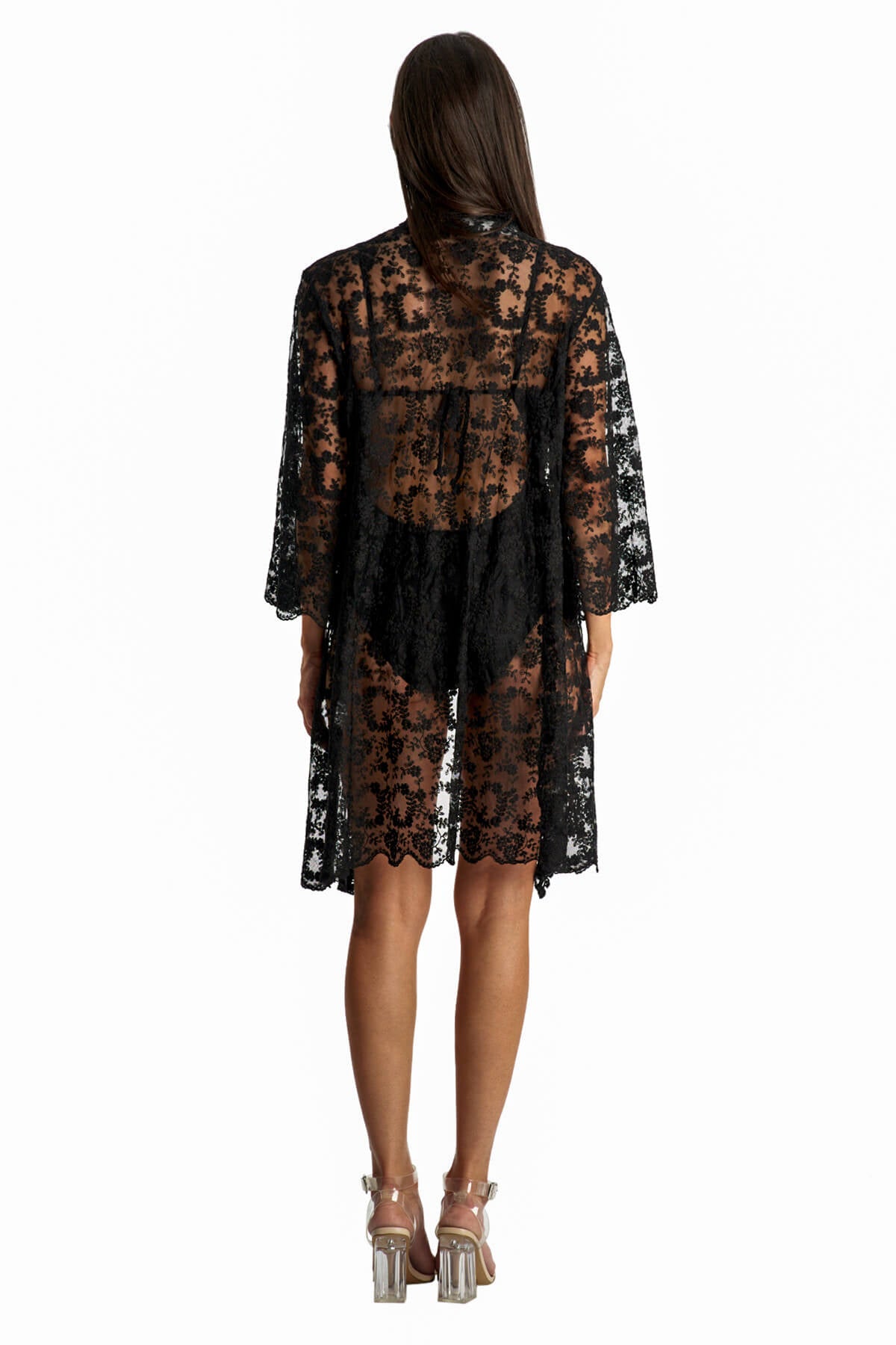 Helen Lace Belted Mini Cover Up Duster
