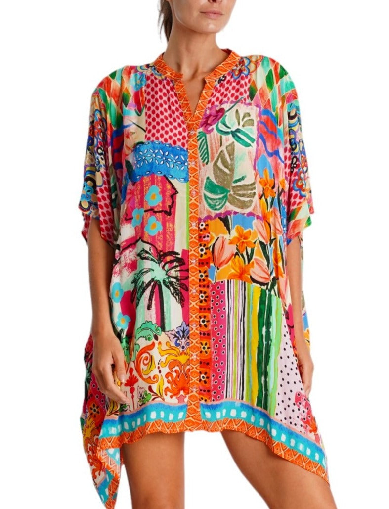 Xara  Short Asymmetrical Kaftan Dress