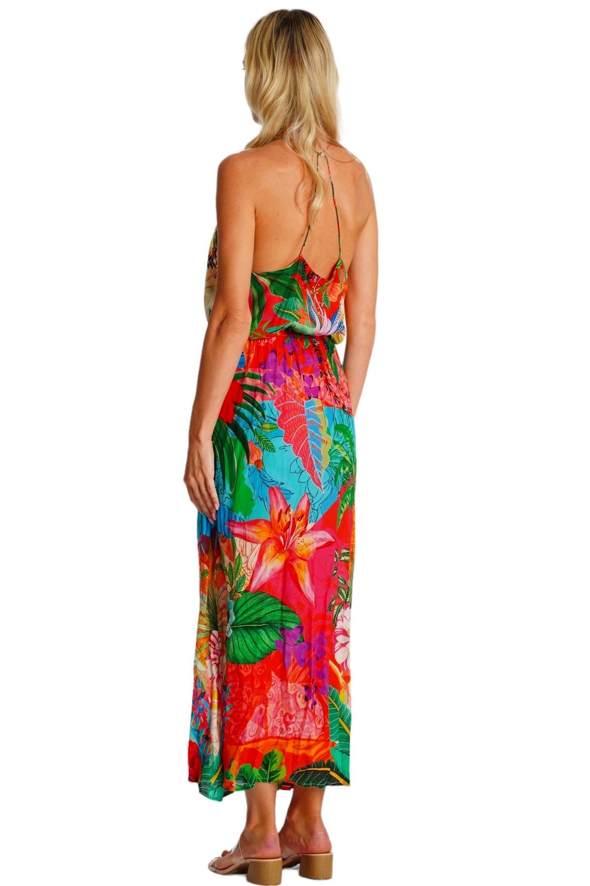 Aurelle Halter Maxi Tiered Dress