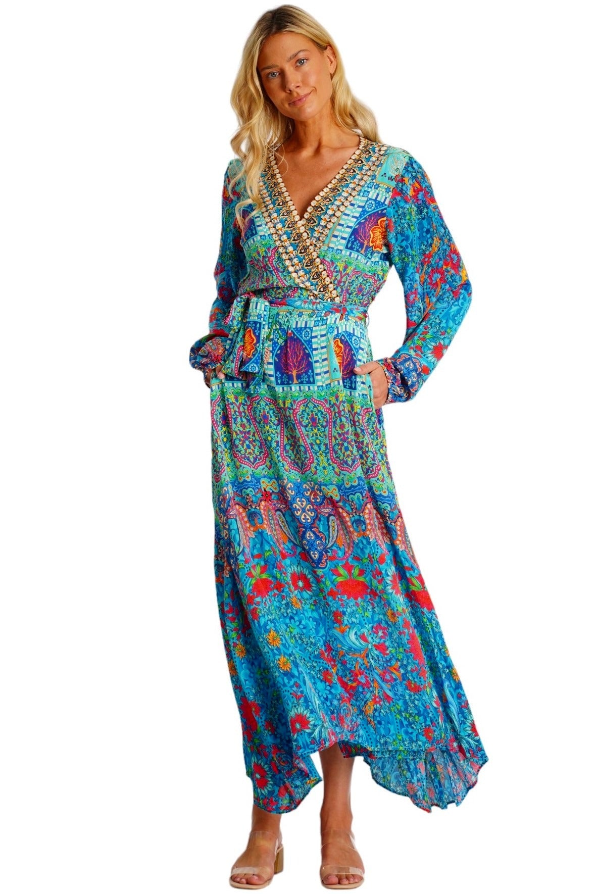 Riviera  Wrap 2 Way Sleeve Maxi Dress