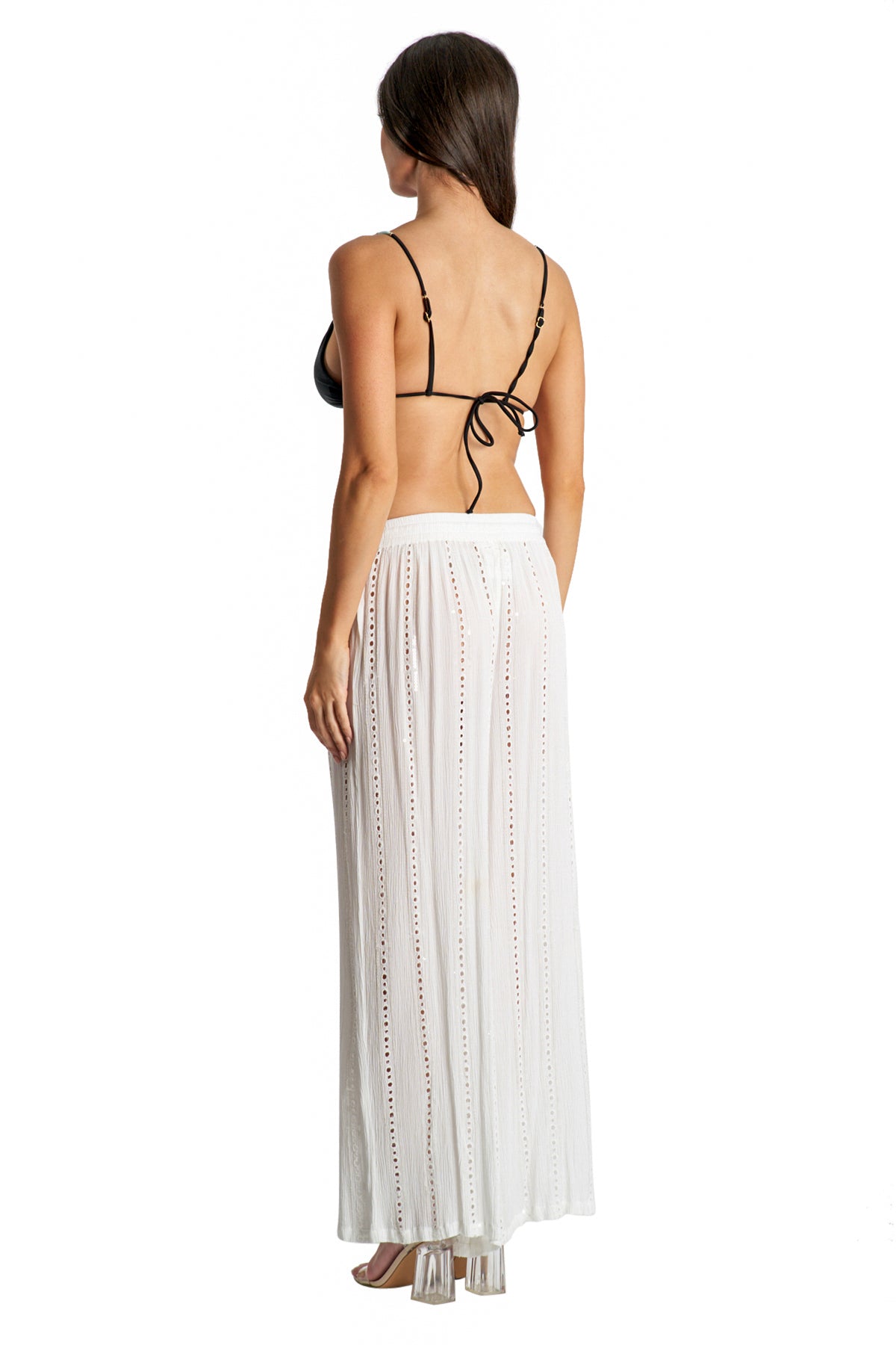 Trompe  Drawstring Wide Leg Cover Up Pants