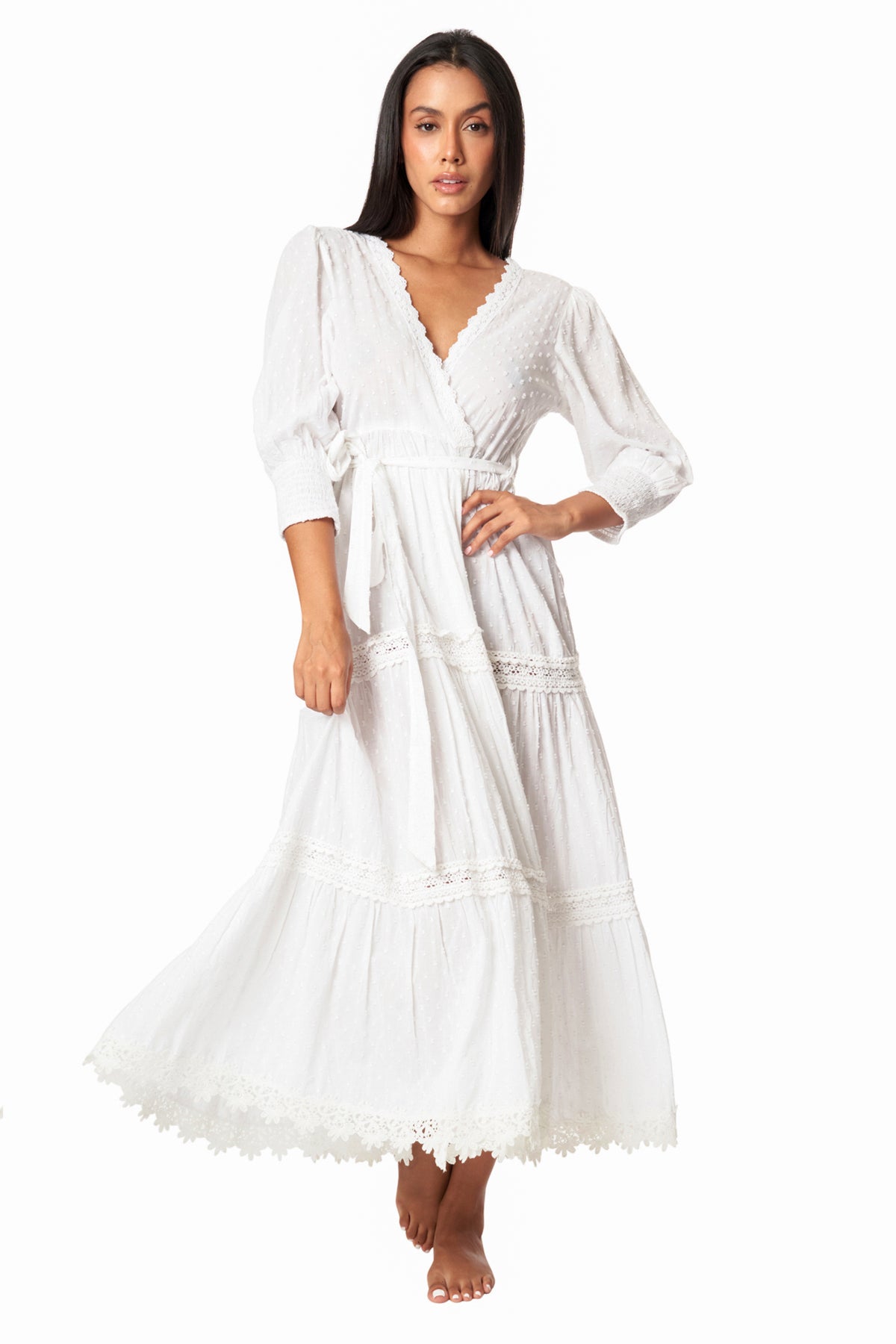 Zoe White Wrap Maxi  Dress