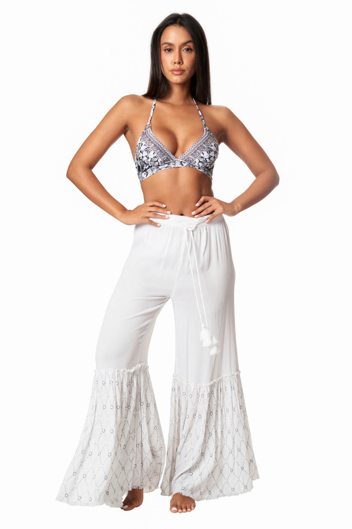 Dawn Flared Embroidered Leg Cover Up Pants