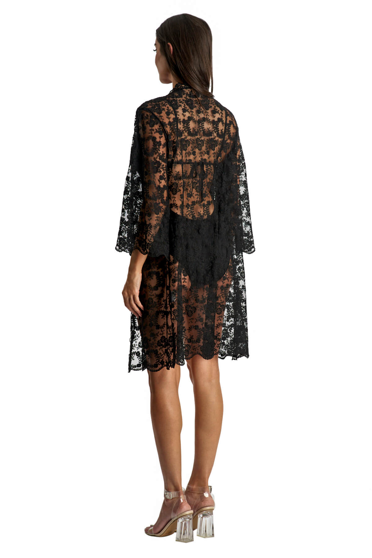 Helen Lace Belted Mini Cover Up Duster